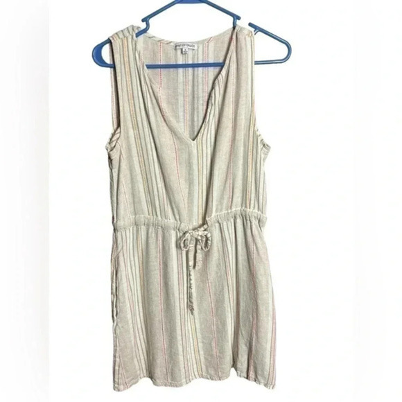 Spirit of Grace Estilo‎ Linen Blend Drawstring Waist Sleeveless Shirt Dress - Picture 1 of 10
